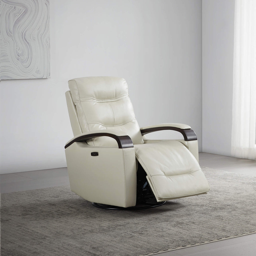 Gentry Leather Power Swivel Glider Recliner with Charging Port