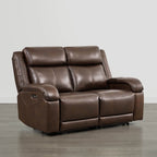 Canapé inclinable électrique Isaac en cuir véritable, avec dossier basculant électrique, pour installation contre un mur.