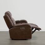 Canapé inclinable électrique Isaac en cuir véritable, avec dossier basculant électrique, pour installation contre un mur.