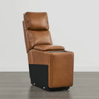 Canapé inclinable électrique Isaac en cuir véritable, avec dossier basculant électrique, pour installation contre un mur.