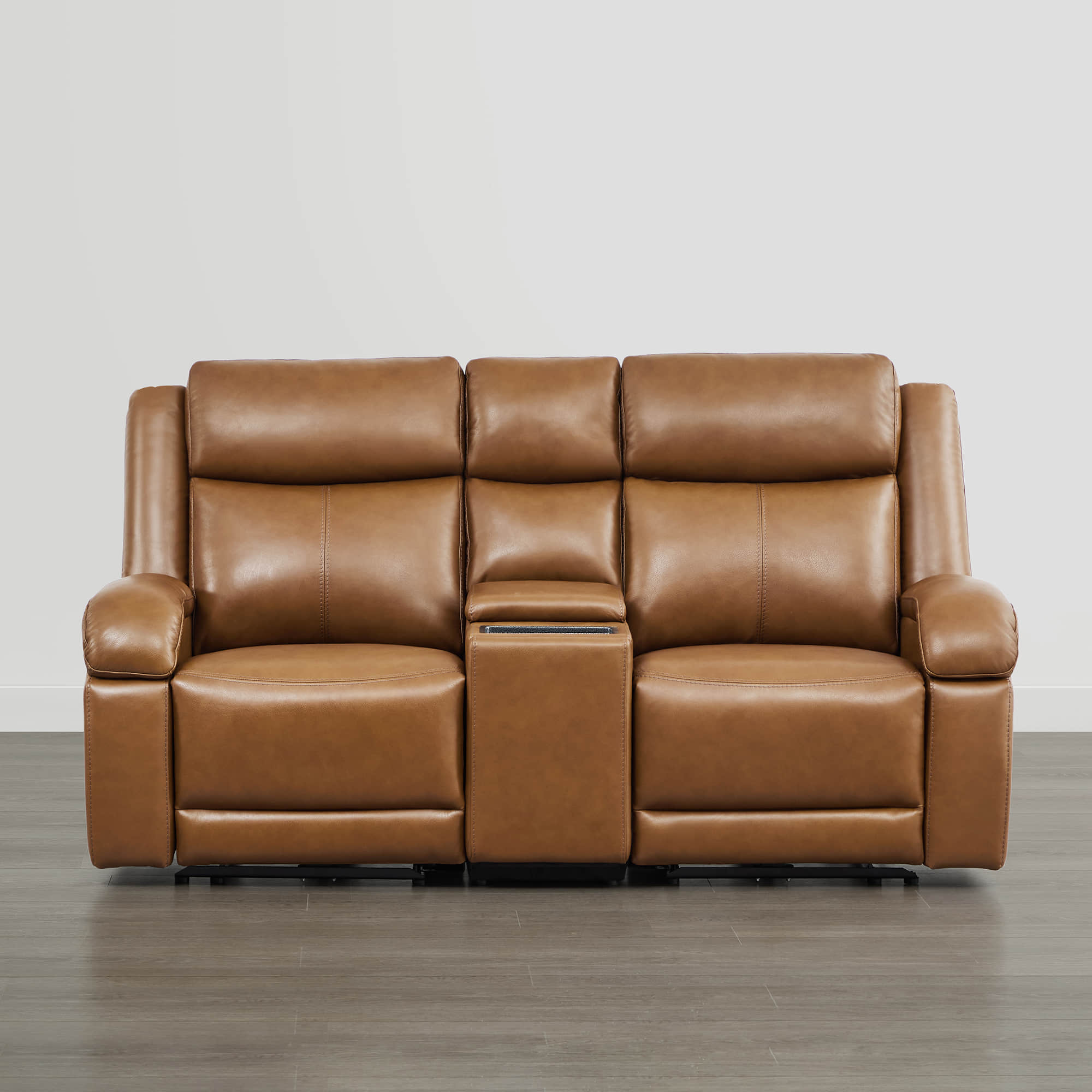 Isaac Genuine Leather Wall Hugger Power Reclining Sofa with Power Headrest