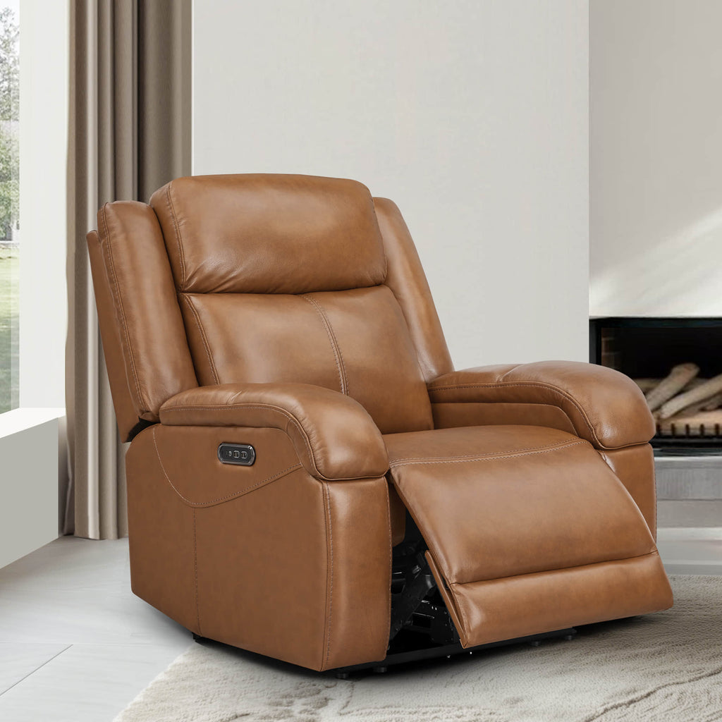 Isaac Genuine Leather Wall Hugger Power Recliner with Power Headrest