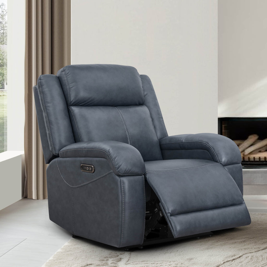 Isaac Genuine Leather Wall Hugger Power Recliner with Power Headrest