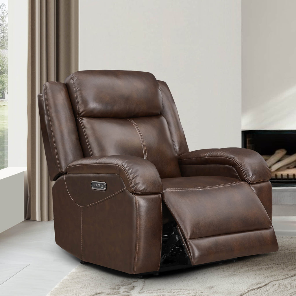 Isaac Genuine Leather Wall Hugger Power Recliner with Power Headrest