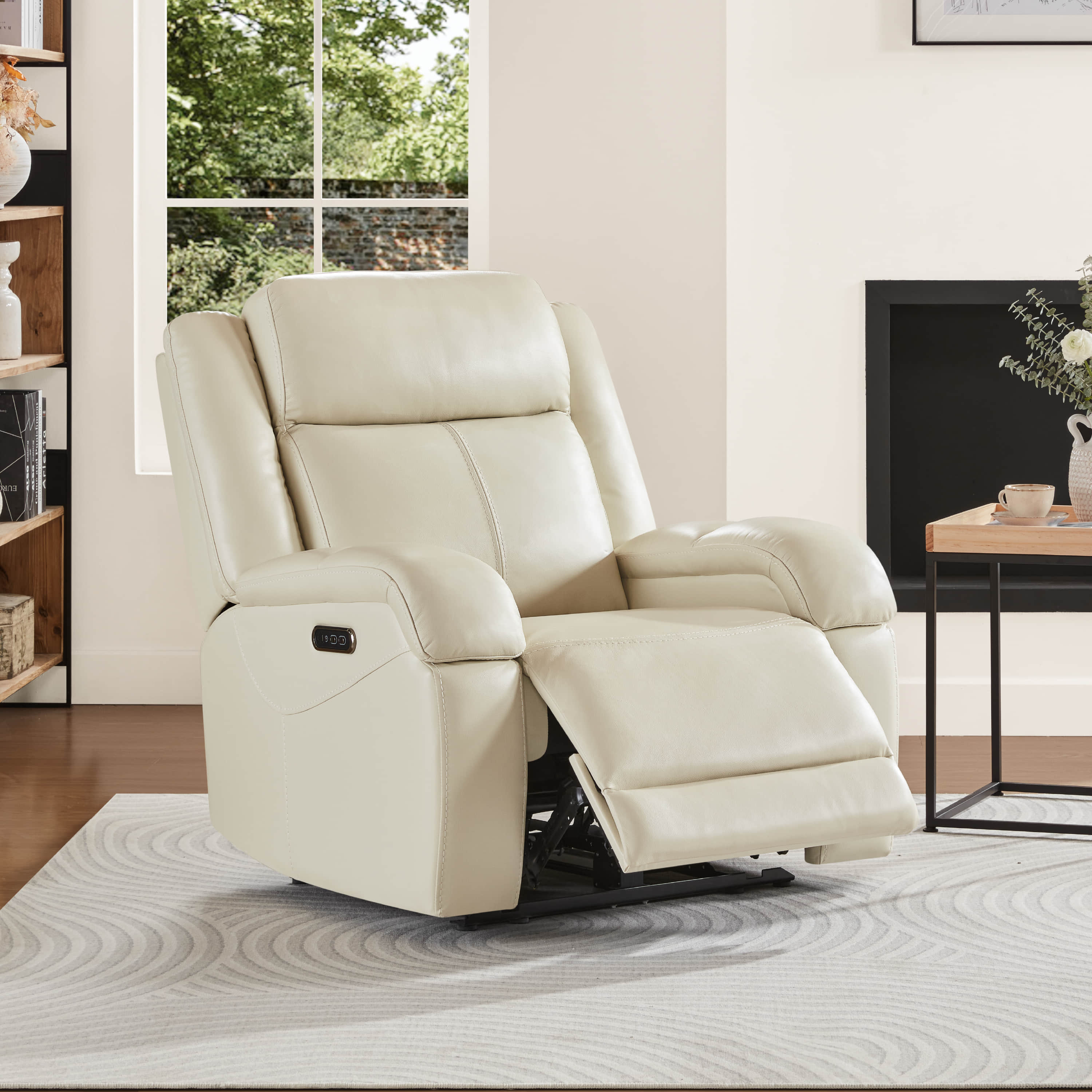 Isaac Genuine Leather Wall Hugger Power Recliner with Power Headrest