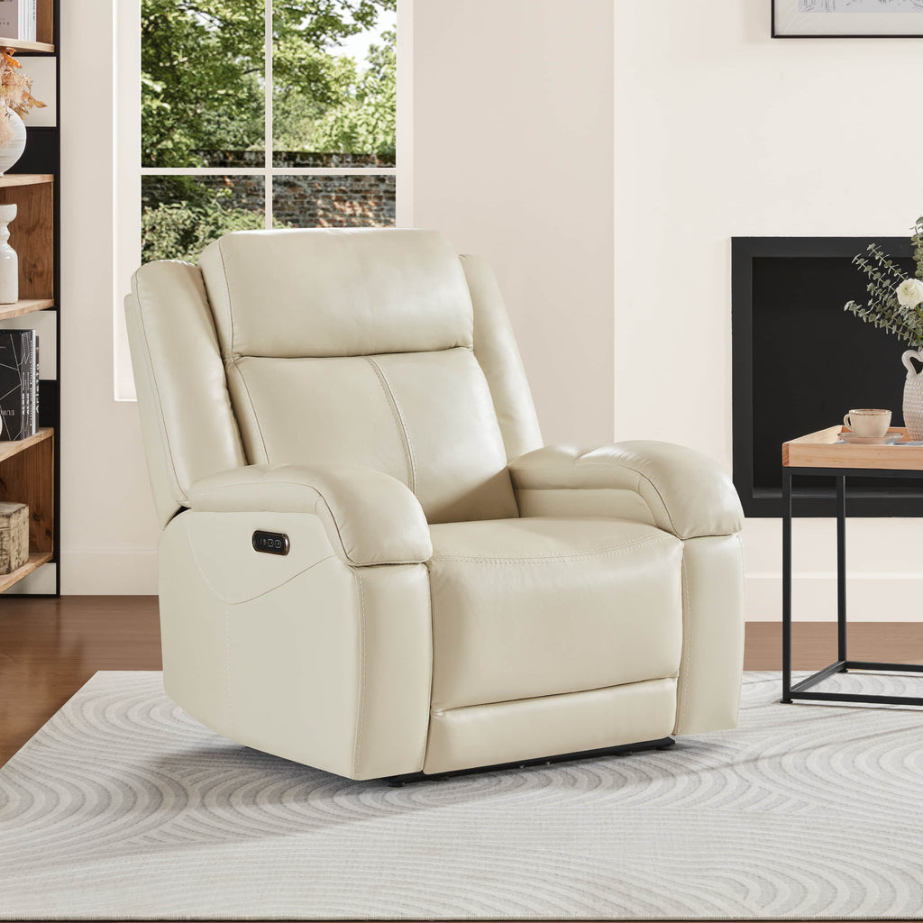 Isaac Genuine Leather Wall Hugger Power Recliner with Power Headrest