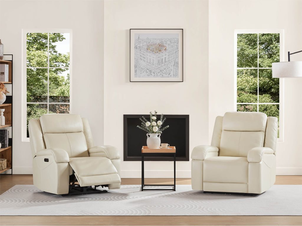 Isaac Genuine Leather Wall Hugger Power Recliner with Power Headrest