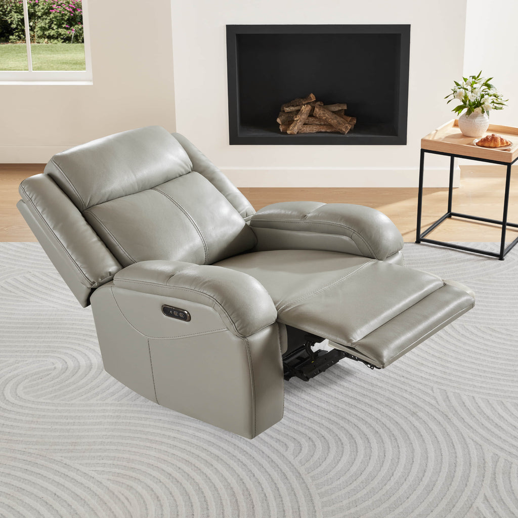 Isaac Genuine Leather Wall Hugger Power Recliner with Power Headrest