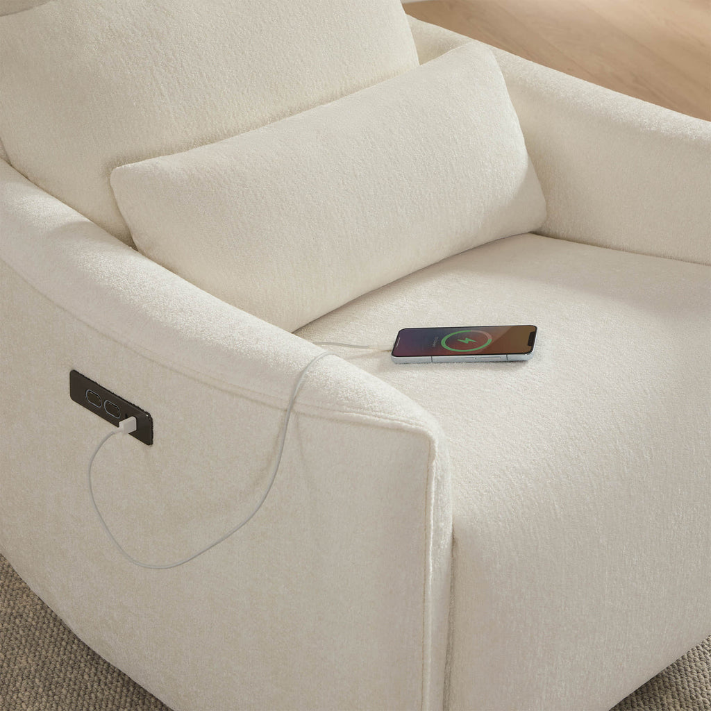 Janice Power Swivel Nursery Glider Recliner with Power Headrest