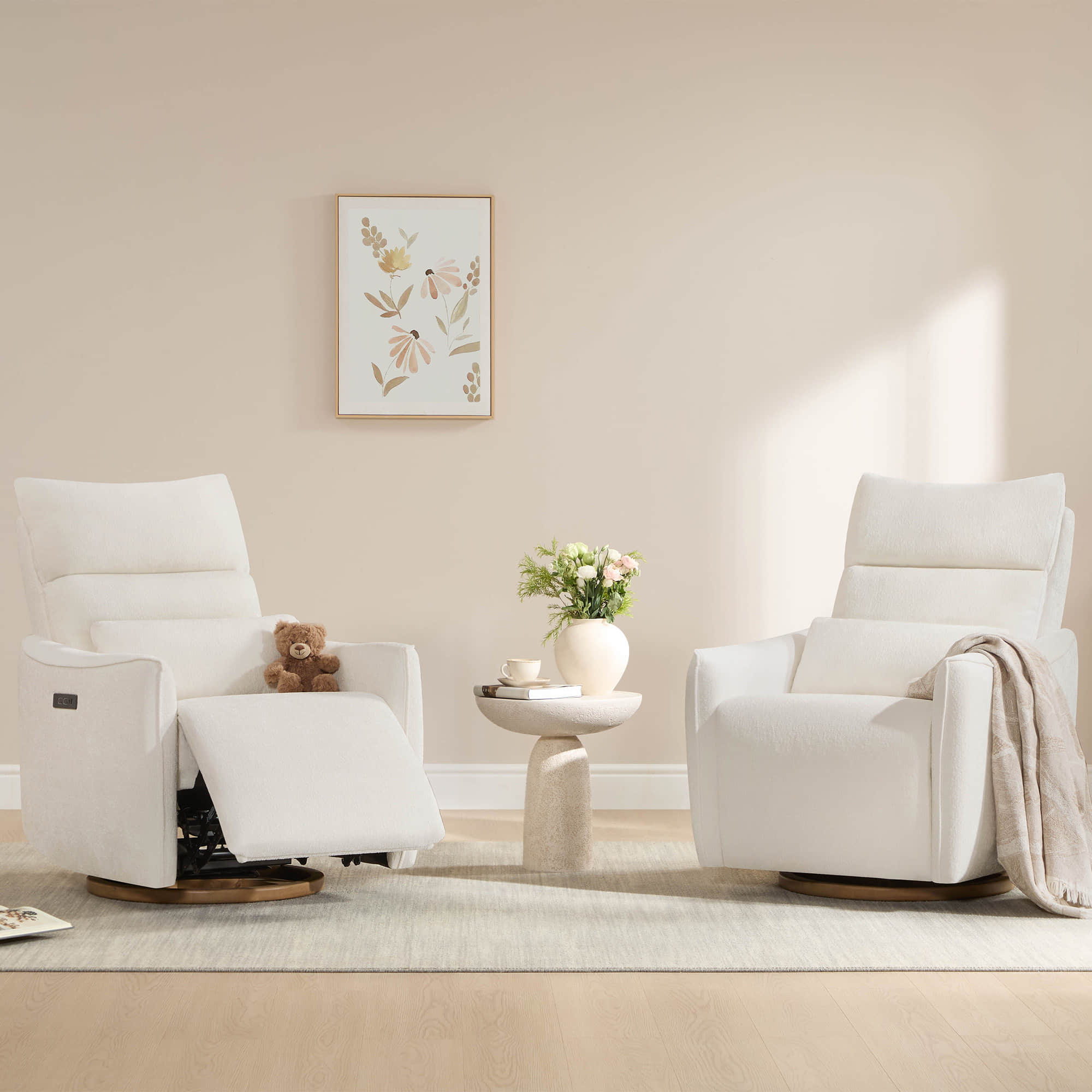 Janice Power Swivel Nursery Glider Recliner with Power Headrest