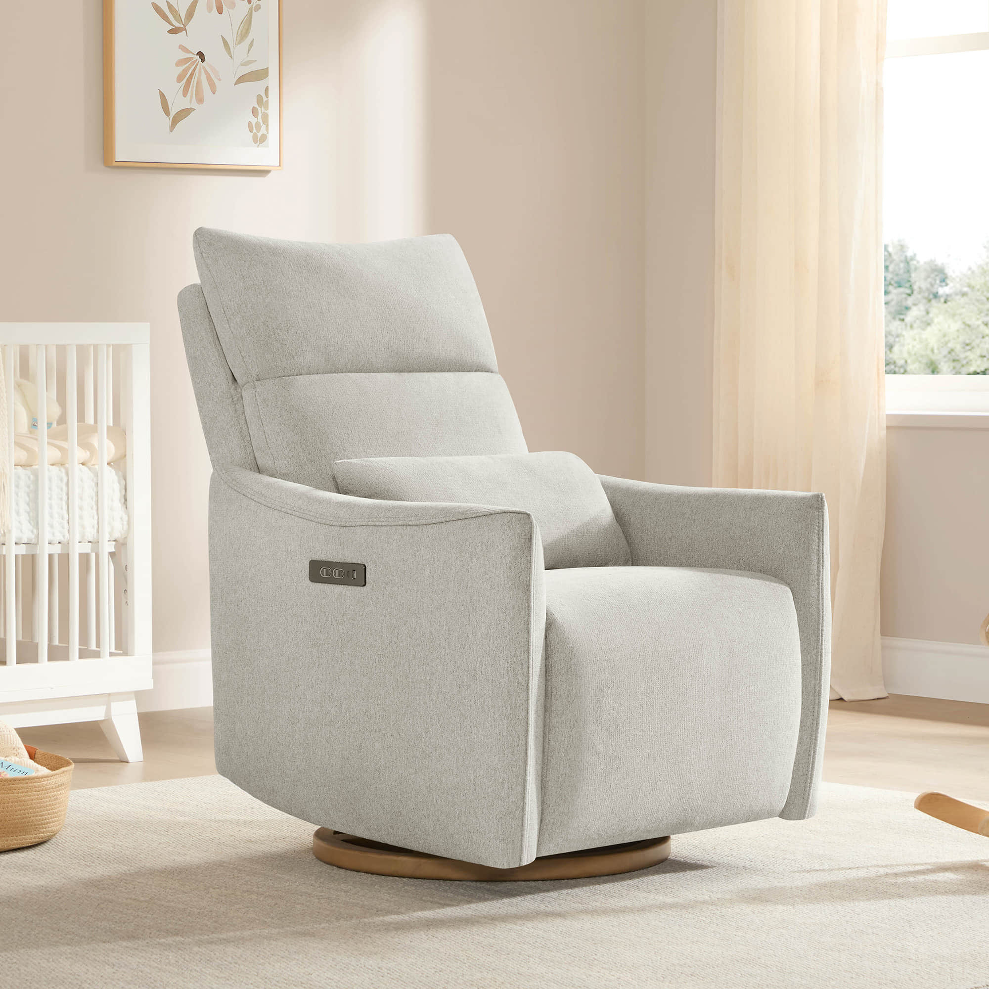 Janice Power Swivel Nursery Glider Recliner with Power Headrest