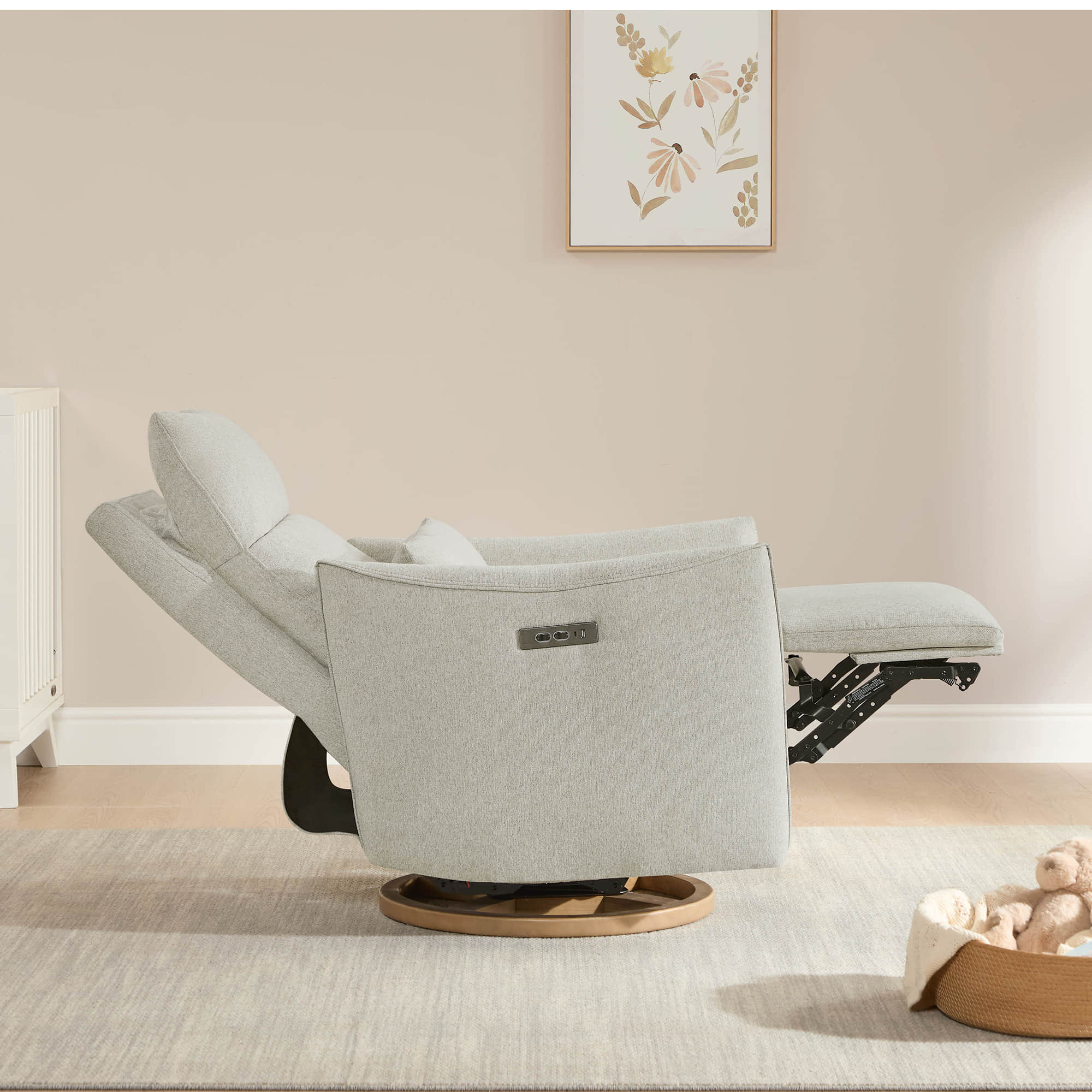 Janice Power Swivel Nursery Glider Recliner with Power Headrest
