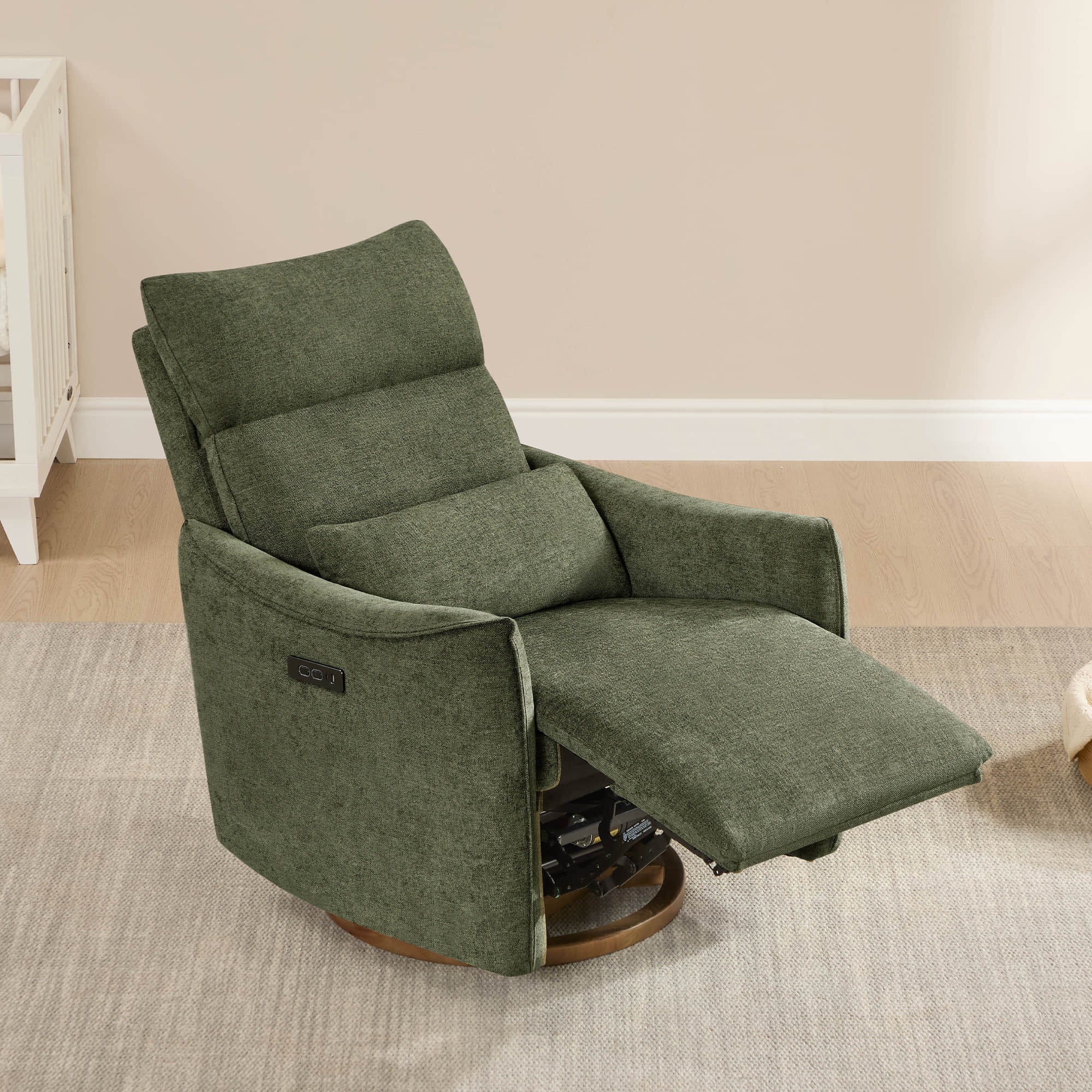 Janice Power Swivel Nursery Glider Recliner with Power Headrest