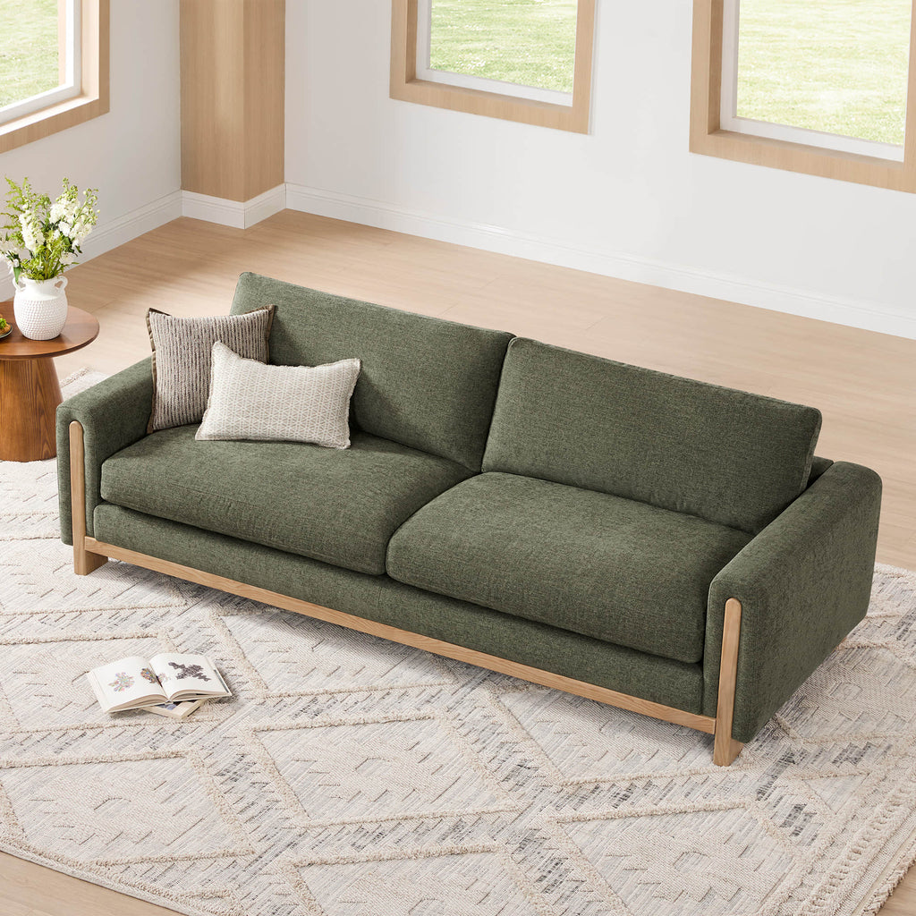 Keaton Performance Fabric 3-Seater Sofa with Ash Wood Base (99'')