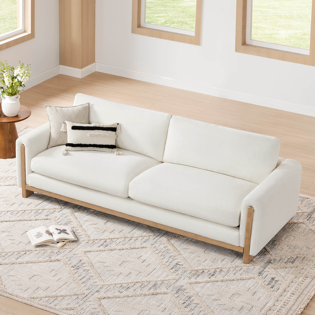 Keaton Performance Fabric 3-Seater Sofa with Ash Wood Base (99'')