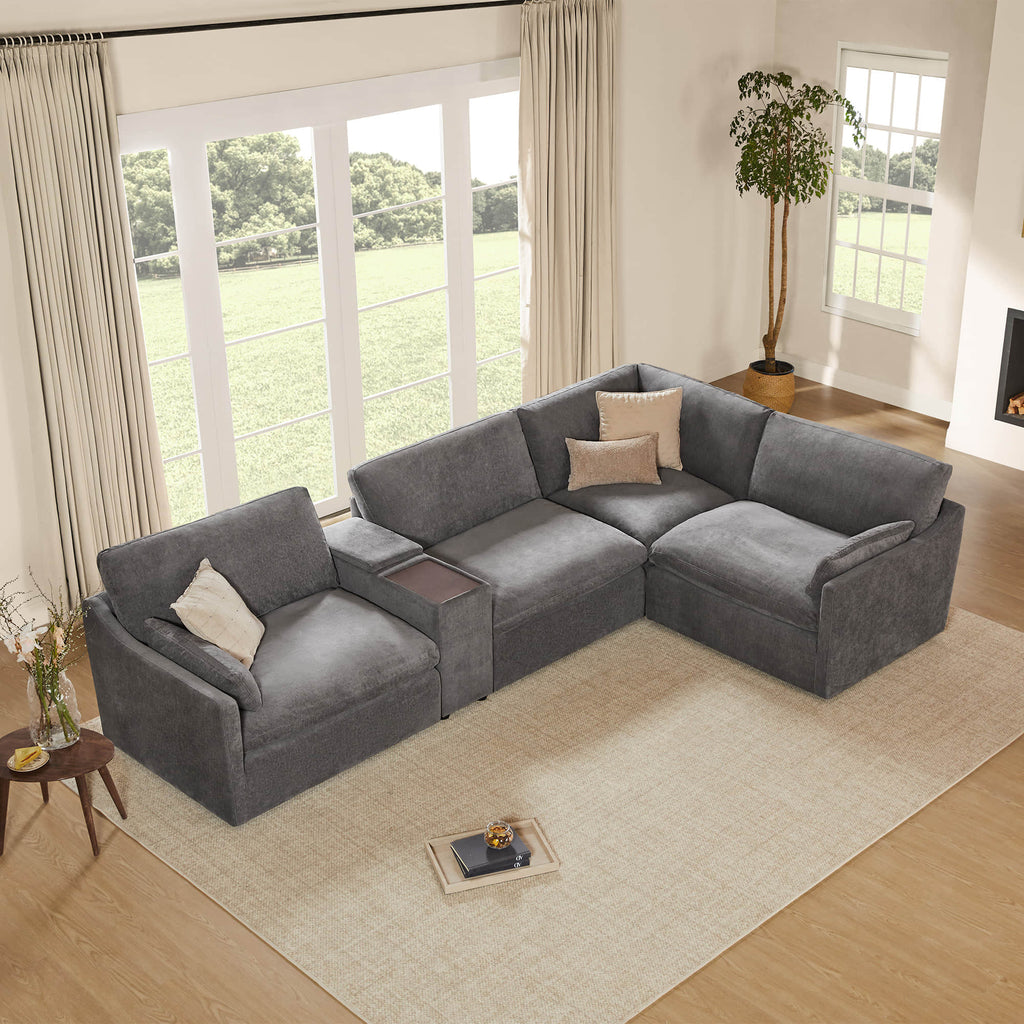 Kenna Modular 4 Seat Sofa-Chaise Sectional