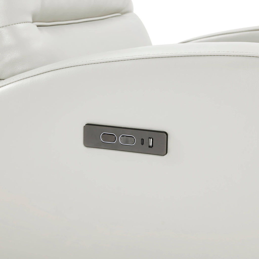 Landon Genuine Leather Power Swivel Recliner with Power Headrest