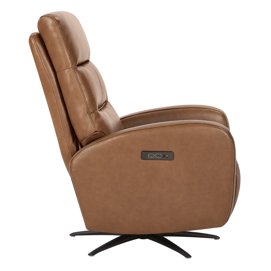 Landon Genuine Leather Power Swivel Recliner with Power Headrest