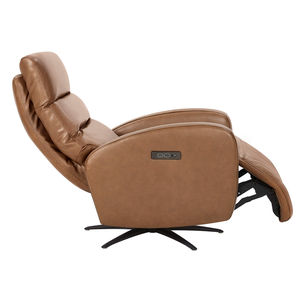 Landon Genuine Leather Power Swivel Recliner with Power Headrest