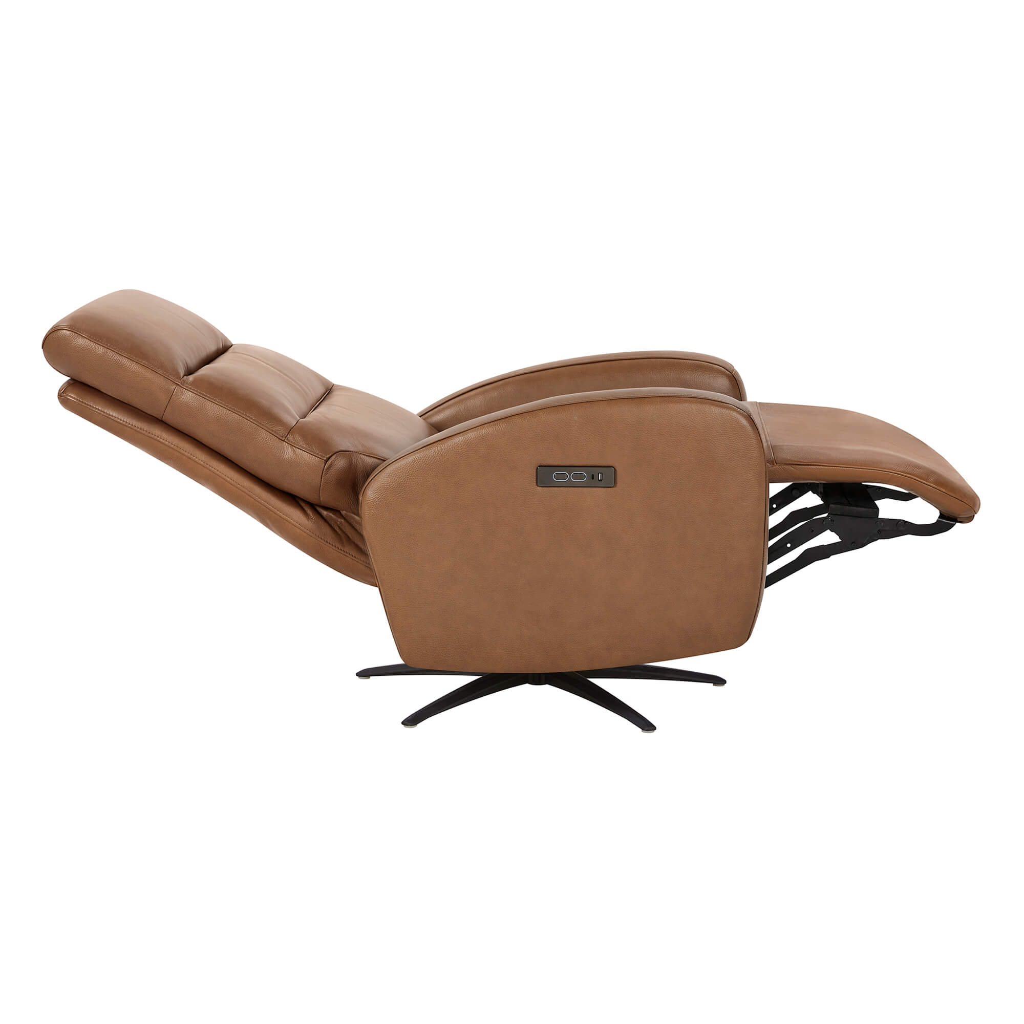 Landon Genuine Leather Power Swivel Recliner with Power Headrest