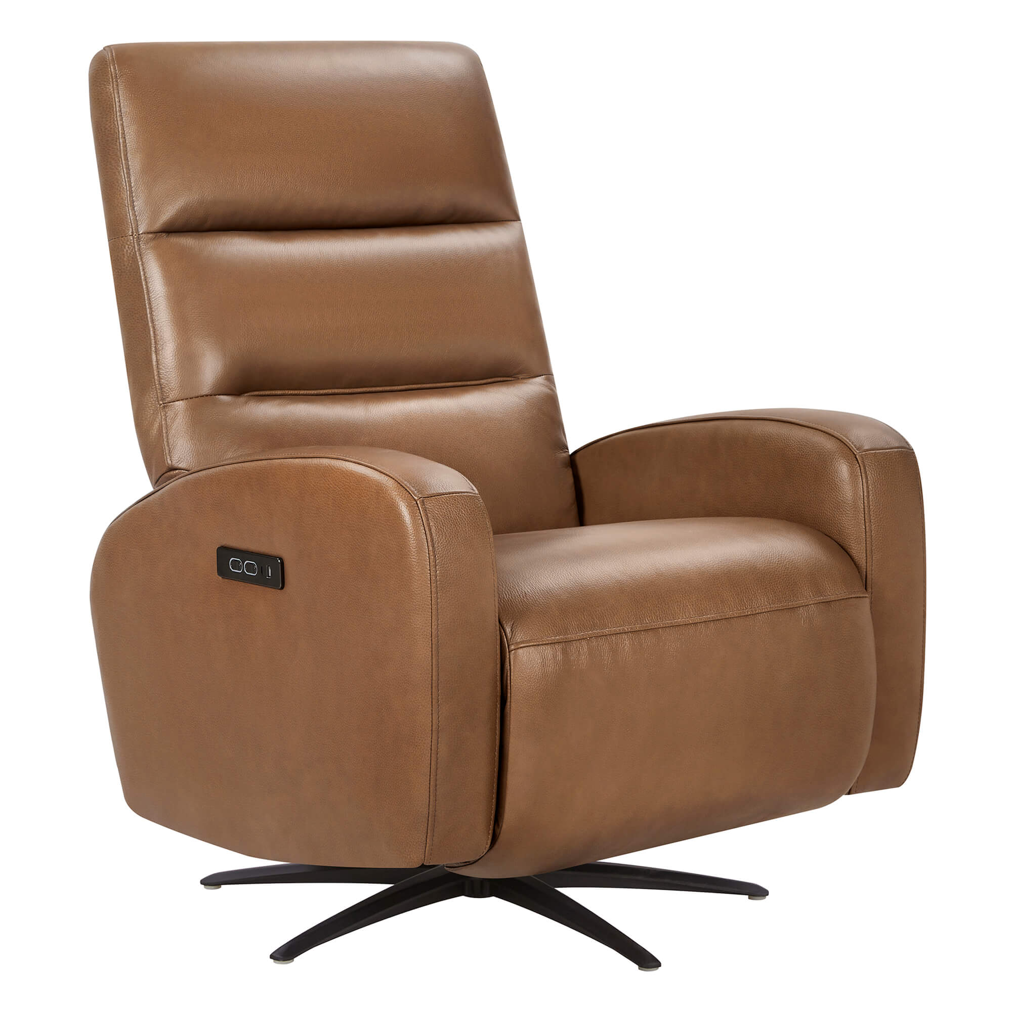 Landon Genuine Leather Power Swivel Recliner with Power Headrest