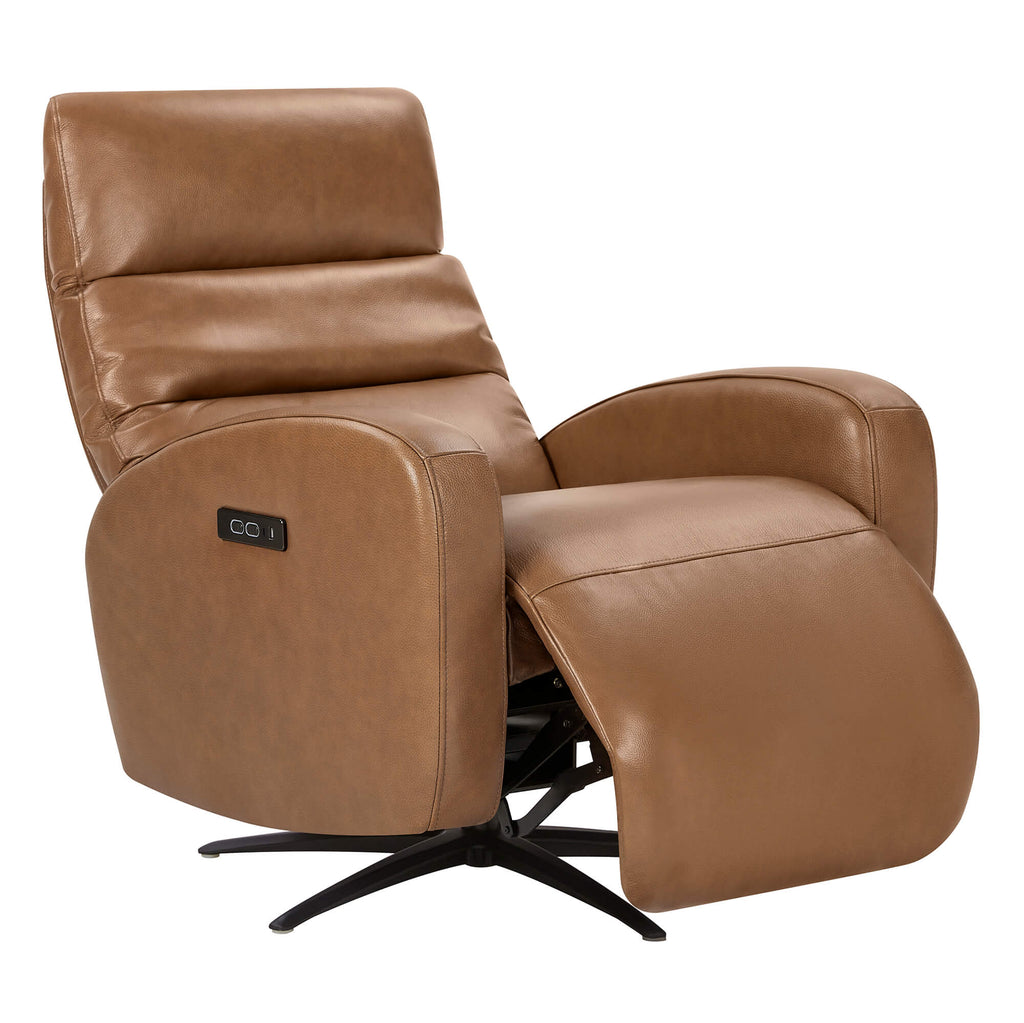 Landon Genuine Leather Power Swivel Recliner with Power Headrest