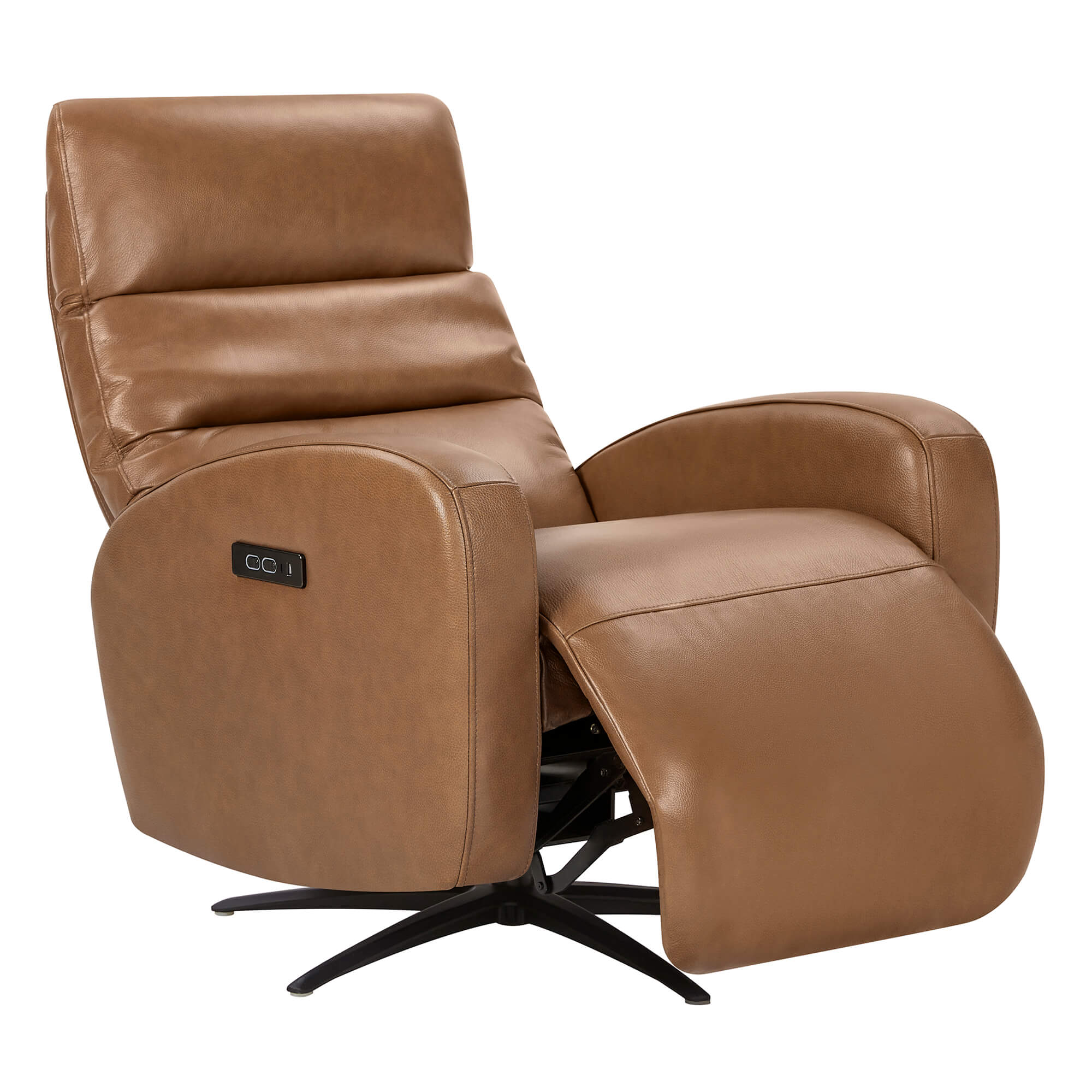 Landon Genuine Leather Power Swivel Recliner with Power Headrest