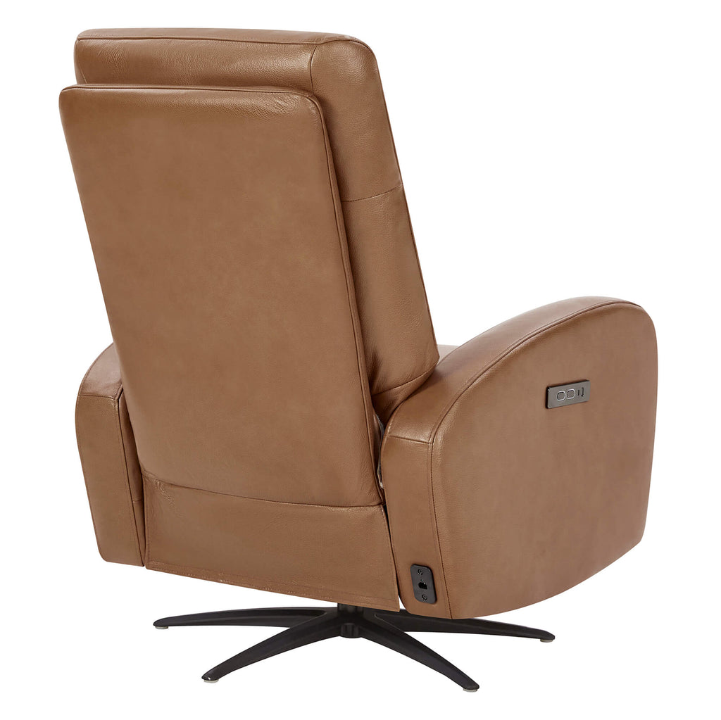 Landon Genuine Leather Power Swivel Recliner with Power Headrest