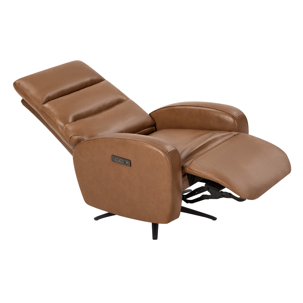 Landon Genuine Leather Power Swivel Recliner with Power Headrest