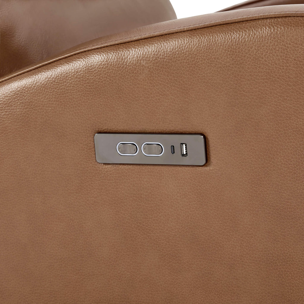 Landon Genuine Leather Power Swivel Recliner with Power Headrest