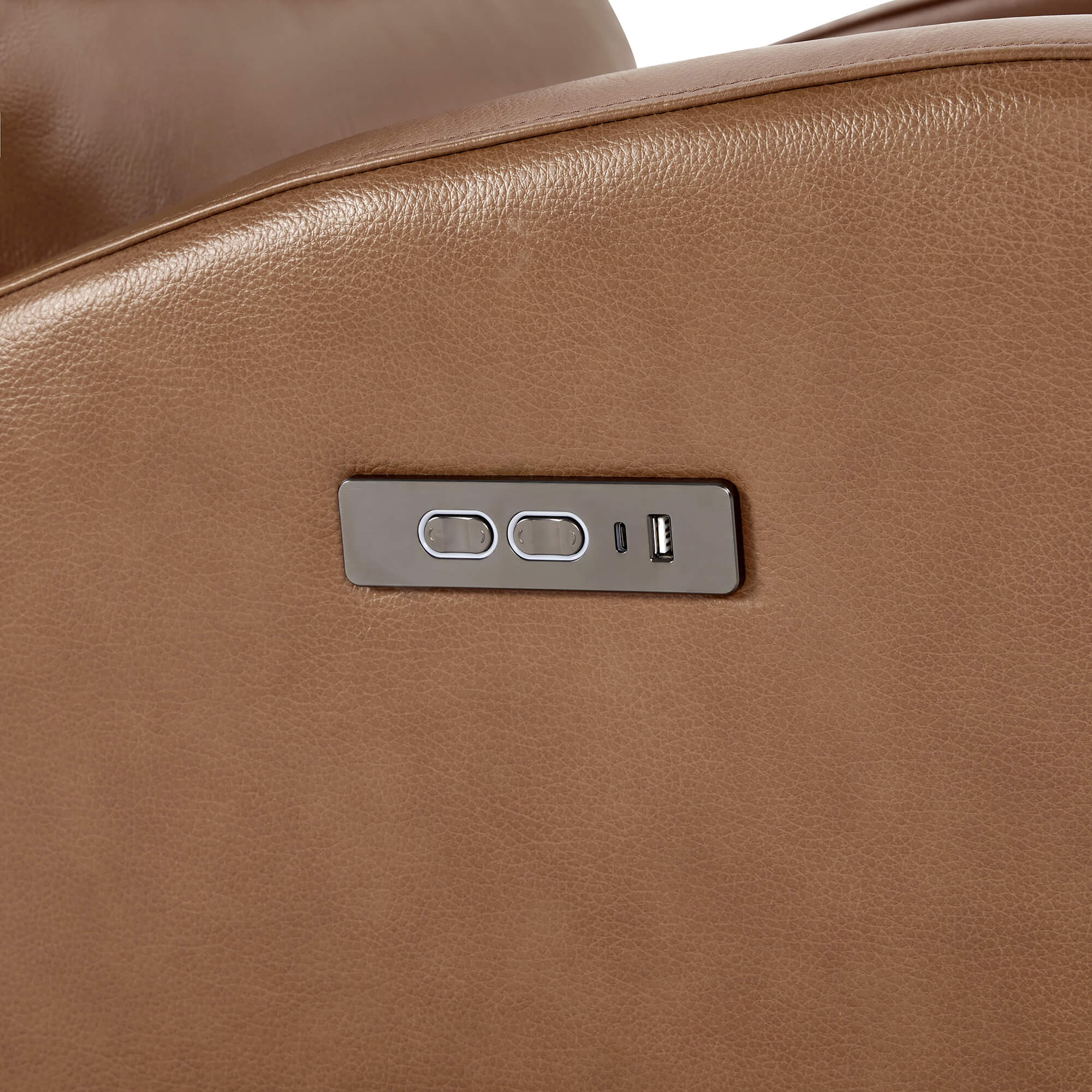 Landon Genuine Leather Power Swivel Recliner with Power Headrest