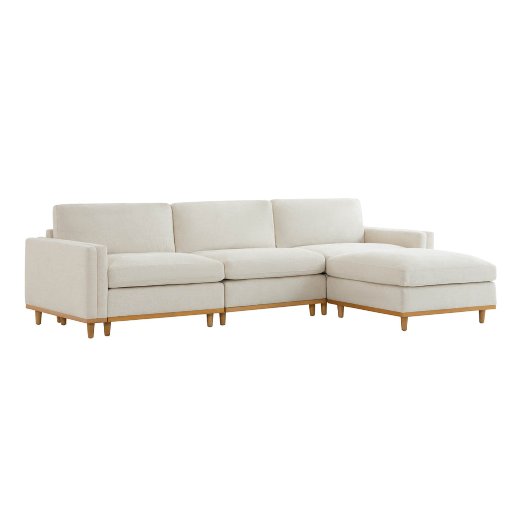 Liam 4-Piece Overstuffed Feather Wood Base Sectional Sofa