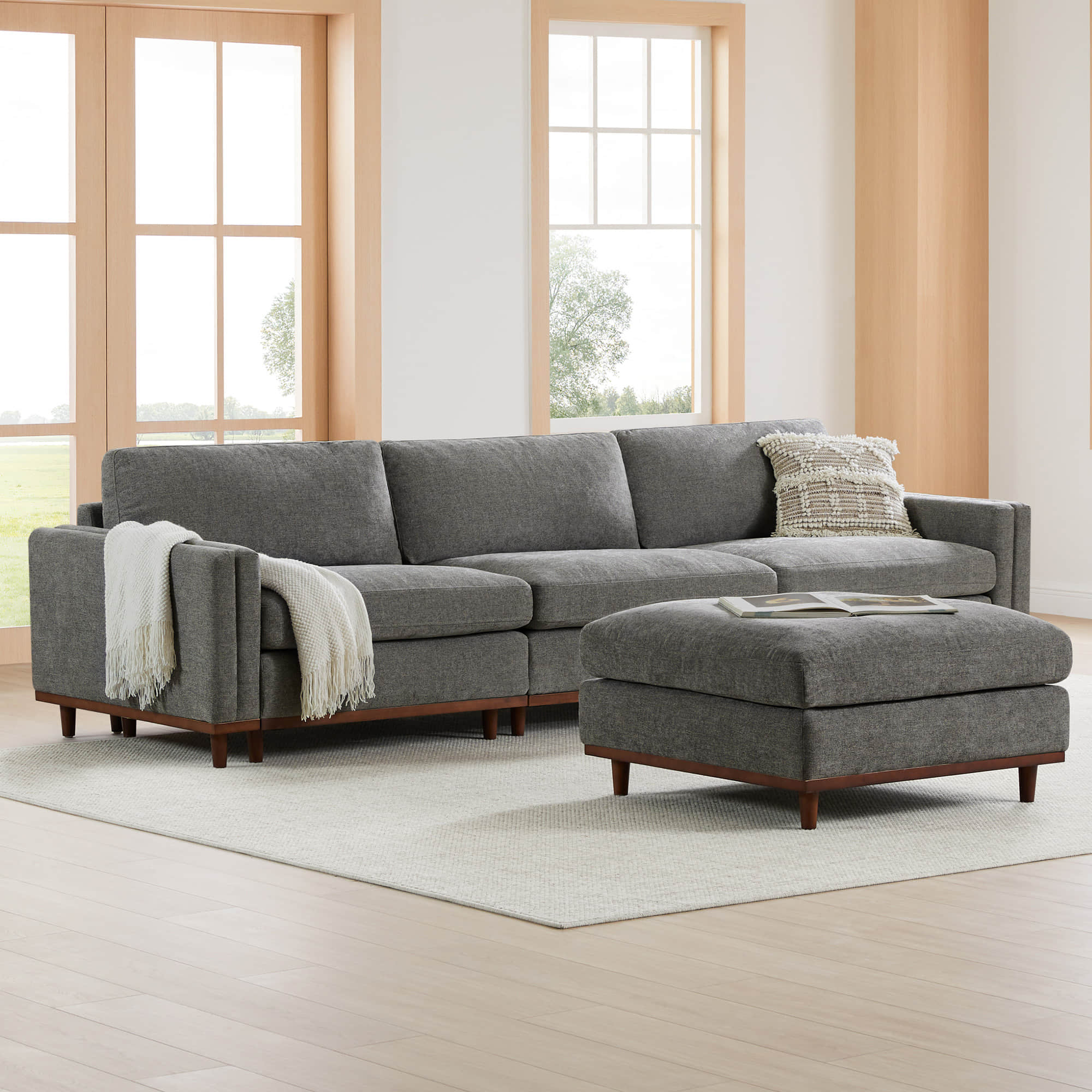 Liam 4-Piece Overstuffed Feather Wood Base Sectional Sofa