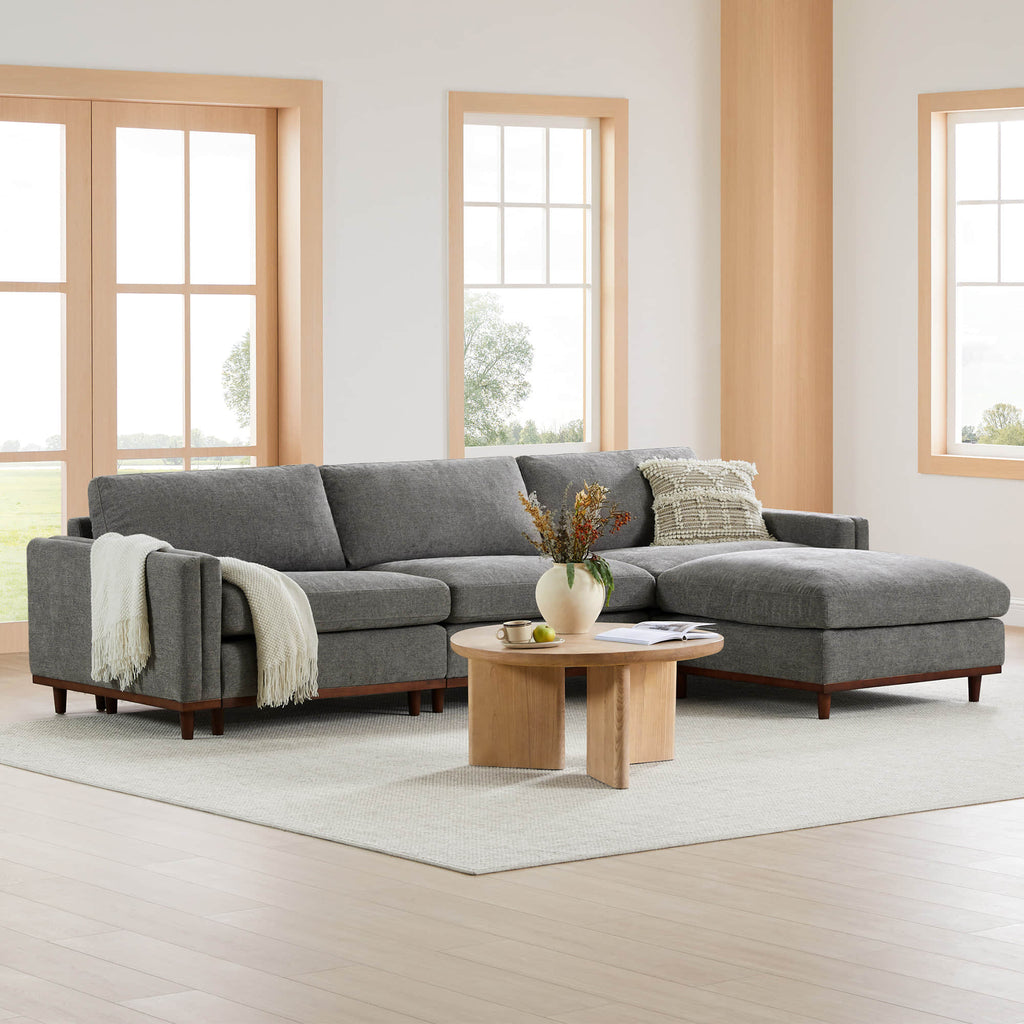 Liam 4-Piece Overstuffed Feather Wood Base Sectional Sofa