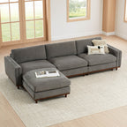 Liam 4-Piece Overstuffed Feather Wood Base Sectional Sofa
