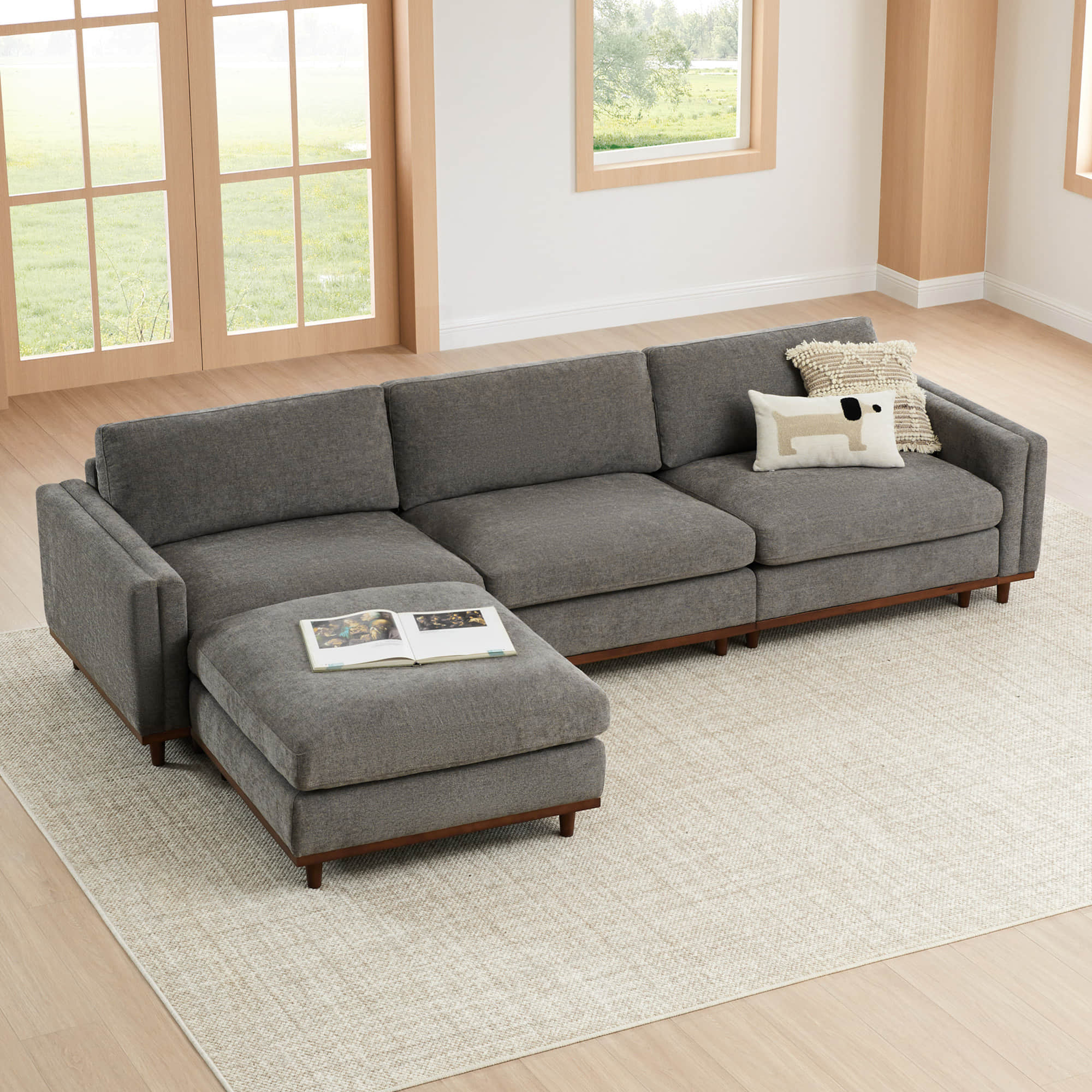 Liam 4-Piece Overstuffed Feather Wood Base Sectional Sofa