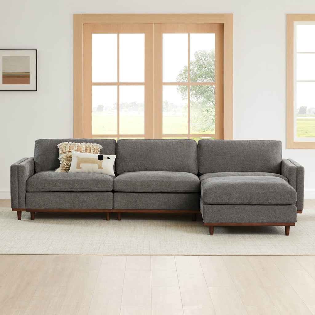 Liam 4-Piece Overstuffed Feather Wood Base Sectional Sofa