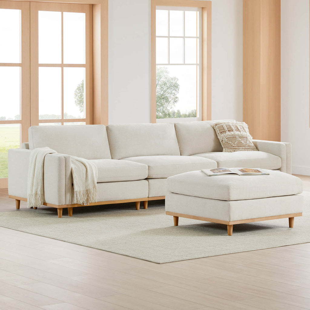 Liam 4-Piece Overstuffed Feather Wood Base Sectional Sofa