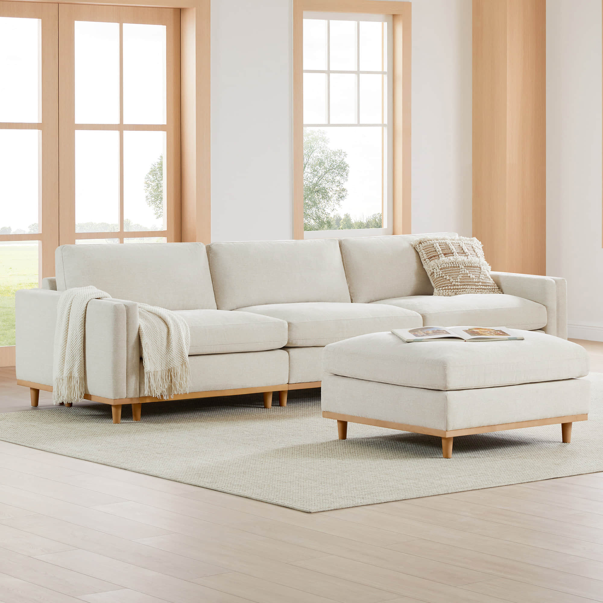 Liam 4-Piece Overstuffed Feather Wood Base Sectional Sofa