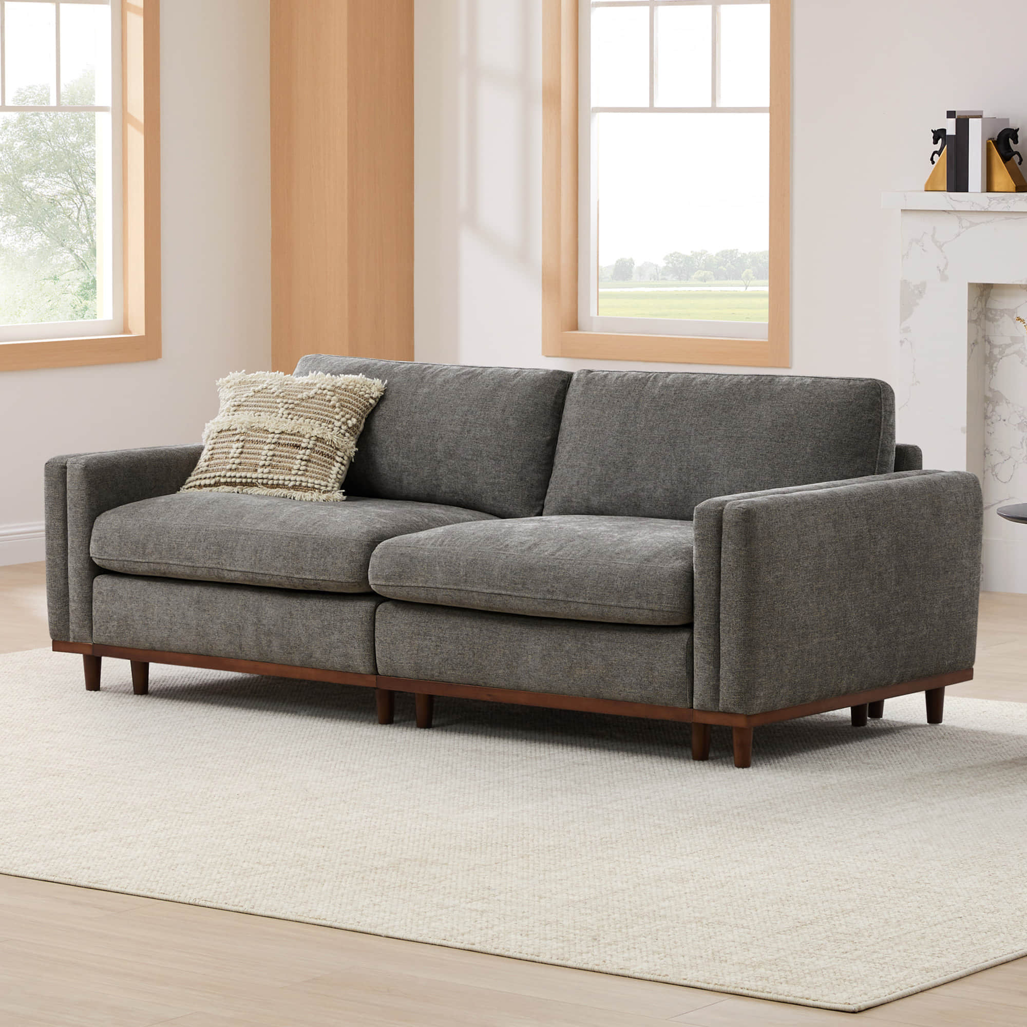 Liam 2-Piece Overstuffed Feather Wood Base Sectional Sofa