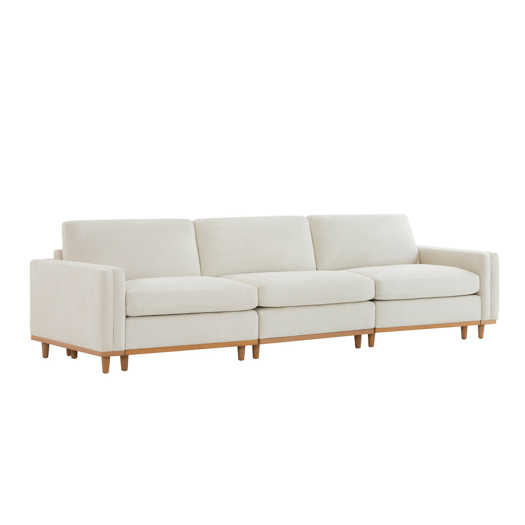 Liam 3-Piece Overstuffed Feather Wood Base Sectional Sofa
