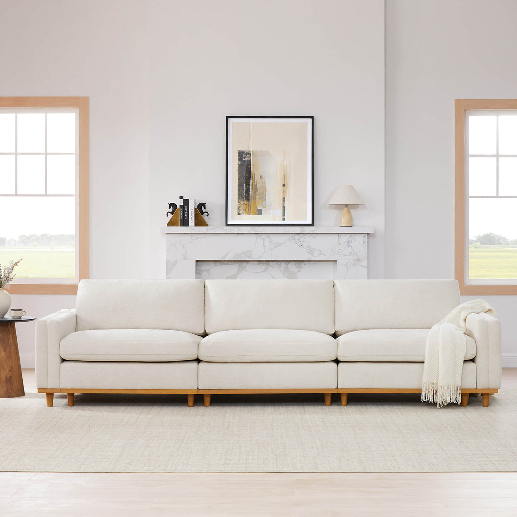 Liam 3-Piece Overstuffed Feather Wood Base Sectional Sofa
