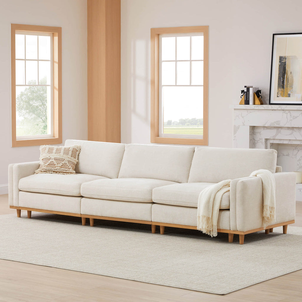 Liam 3-Piece Overstuffed Feather Wood Base Sectional Sofa