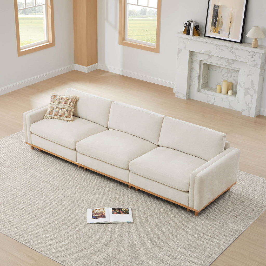 Liam 3-Piece Overstuffed Feather Wood Base Sectional Sofa