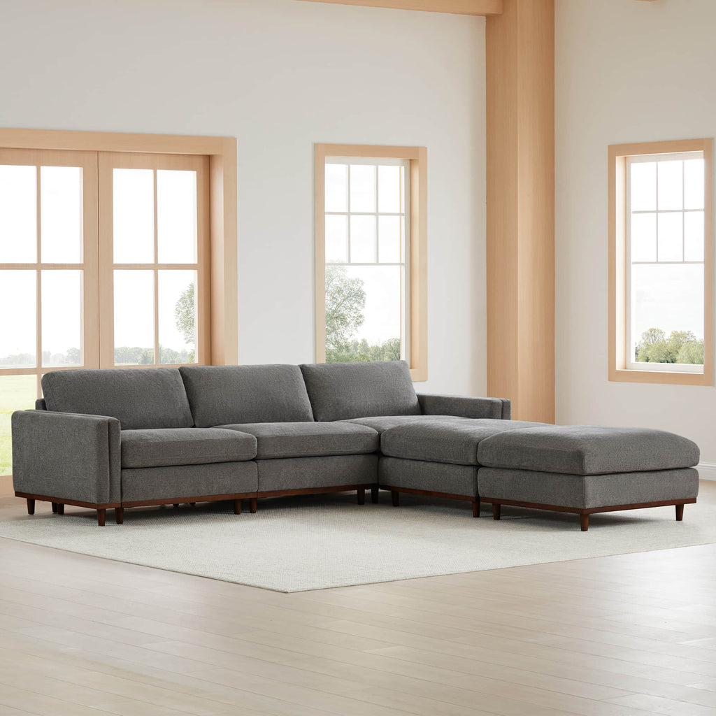 Liam 5-Piece Overstuffed Feather Wood Base Sectional Sofa