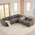Liam 5-Piece Overstuffed Feather Wood Base Sectional Sofa