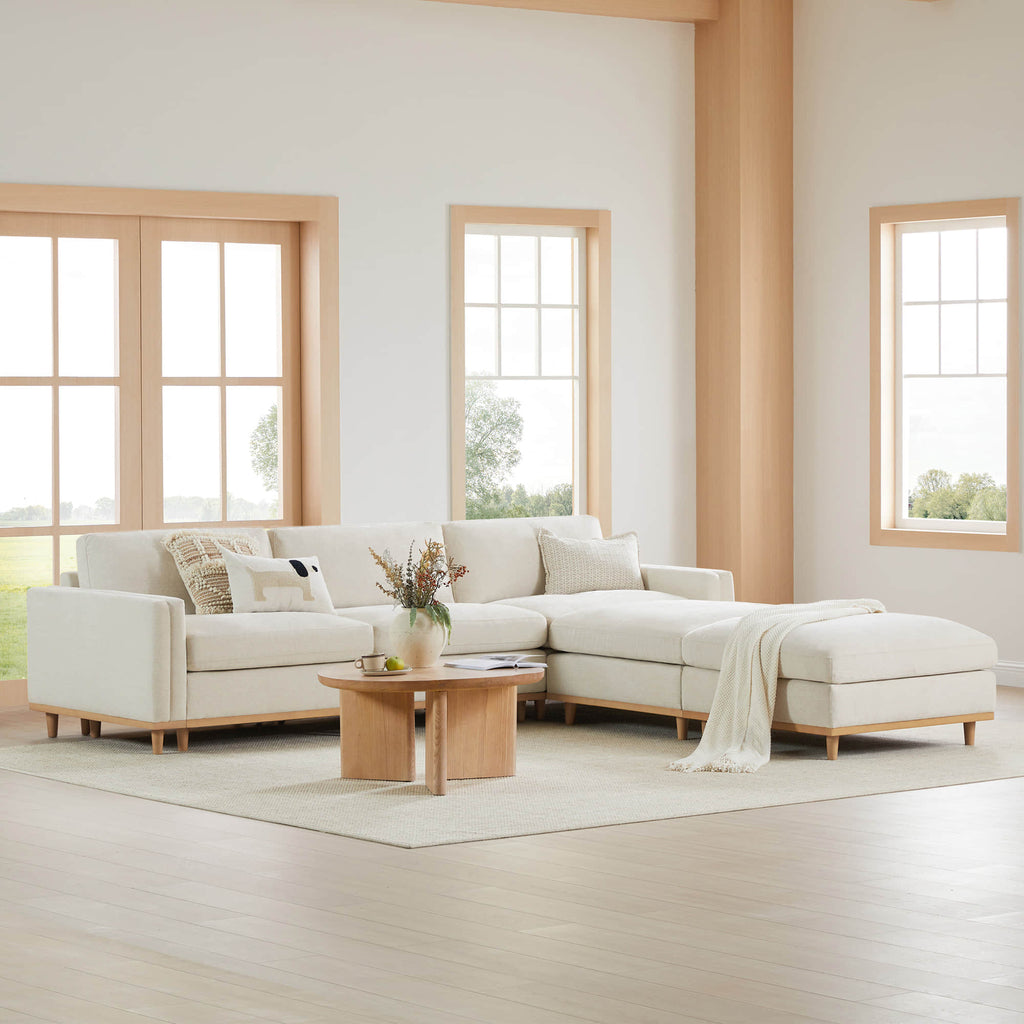 Liam 5-Piece Overstuffed Feather Wood Base Sectional Sofa