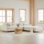 Liam 5-Piece Overstuffed Feather Wood Base Sectional Sofa