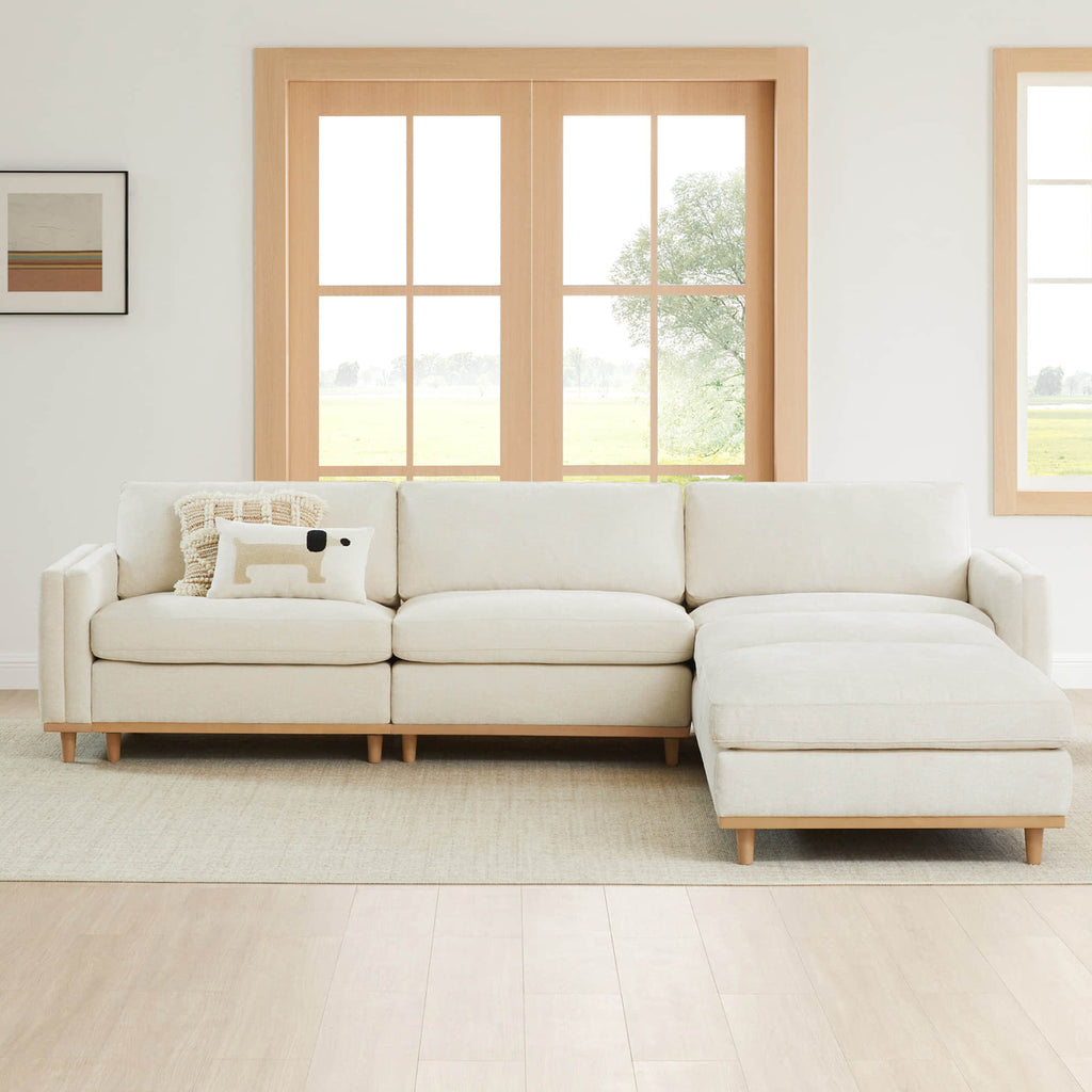 Liam 5-Piece Overstuffed Feather Wood Base Sectional Sofa