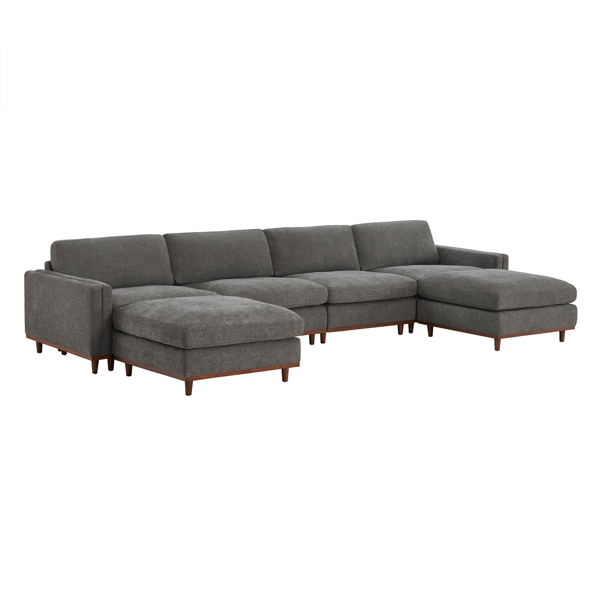 Liam 6-Piece Overstuffed Feather Wood Base Sectional Sofa